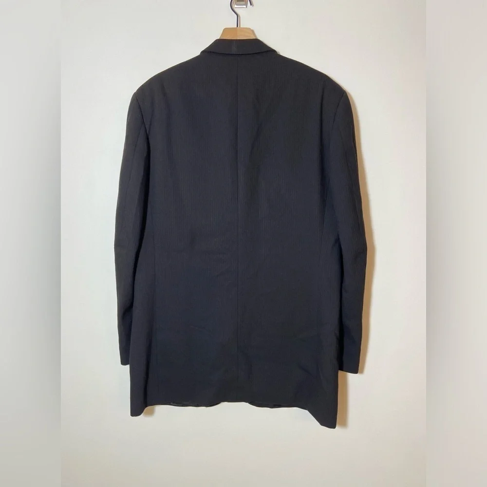 Sergio Valentino Black 3 Button 100% Wool 52 6 L Blazer Jacket Super 100’s